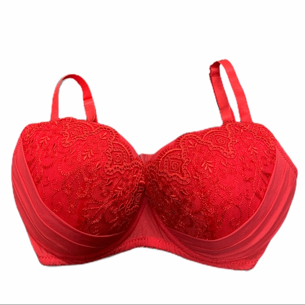 34DD Red Lace Accent Bra Underella by Ella Moss
